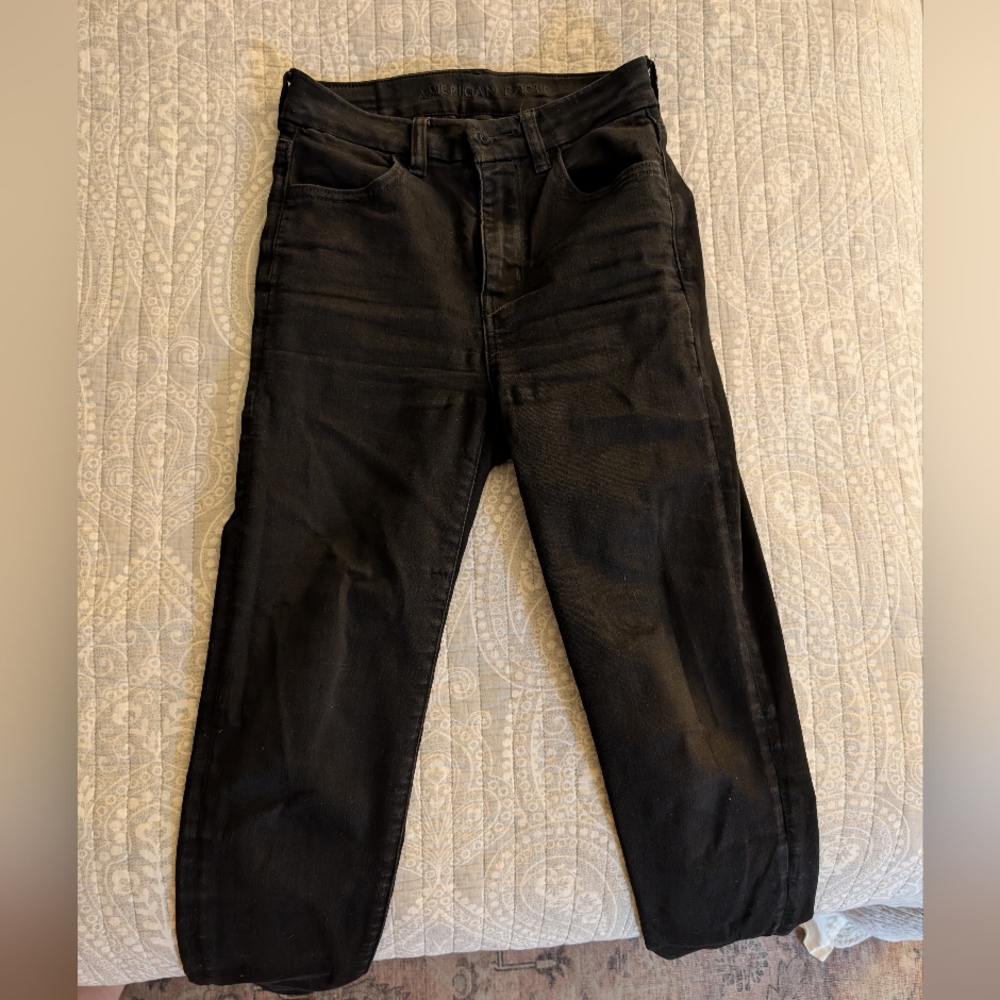 American Eagle Curvy High Rise Jegging Black Denim 00 Short